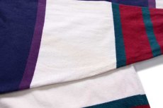 画像6: 90s USA製 Cross Creek マルチカラー 切り替え モックネック コットン 長袖Tシャツ XL (6)