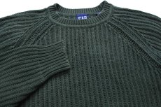 画像3: 90s GAPギャップ 無地 ダメージ ローゲージ コットンニット セーター 緑 フェード XL (3)
