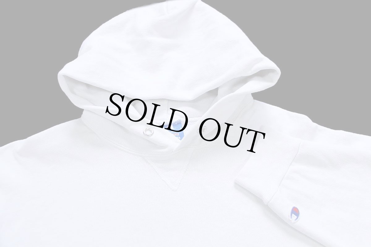 画像3: 90s USA製 Championチャンピオン 無地 前V スウェットパーカー 白 XL★フーディー ブランク (3)