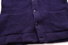画像7: 50s PRINCETON ローゲージ ウールニット レタードカーディガン ボロ ナス紺 (7)
