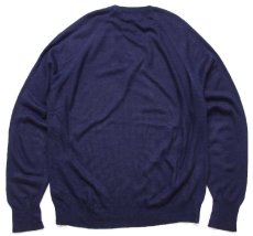 画像2: 80s USA製 Christian Dior ディオール ロゴ刺繍 Vネック シャギー アクリルニット セーター 紺 XL (2)