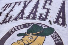 画像4: 90s USA製 TEXAS A&M AGGIES マスコット ひび割れプリント ペンキ飛び スウェット 杢ライトグレー L (4)
