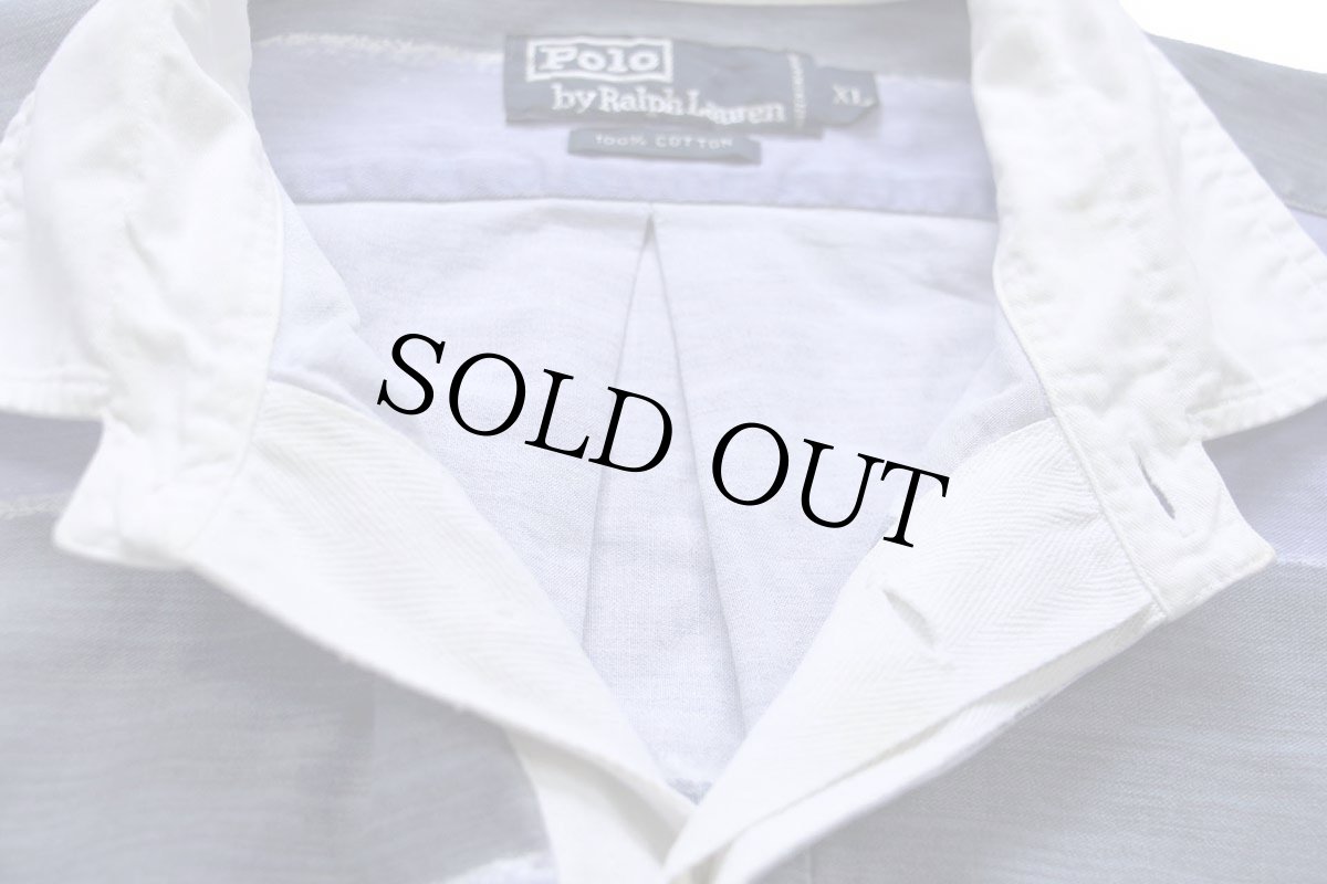 画像5: 90s ポロ ラルフローレン ラガータイプ 太ボーダー プリント コットンシャツ XL (5)