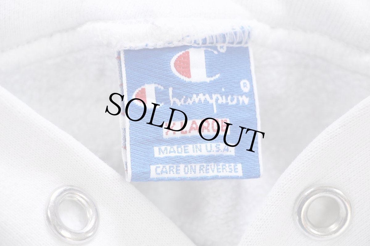 画像4: 90s USA製 Championチャンピオン 無地 前V スウェットパーカー 白 XL★フーディー ブランク (4)