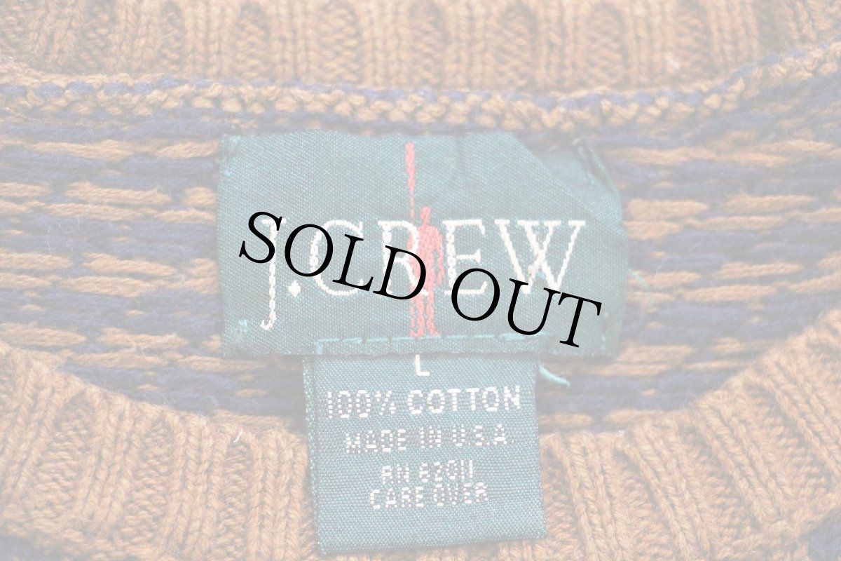 画像4: 90s USA製 J.CREW 千鳥格子 コットンニット セーター L (4)