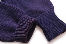 画像9: 50s PRINCETON ローゲージ ウールニット レタードカーディガン ボロ ナス紺 (9)