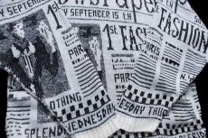 画像5: 80s USA製 NewsPaper ジャガード アクリルニット セーター 白×黒 (5)