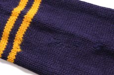 画像8: 50s PRINCETON ローゲージ ウールニット レタードカーディガン ボロ ナス紺 (8)