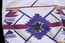 画像7: 90s USA製 ART UNLIMITED ネイティブ柄 アート ヘンリー&レイヤードネック スウェット アイボリー L (7)