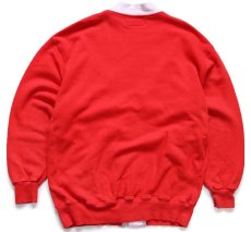 画像2: 90s USA製 RUSSELLラッセル ツートン 切り替え スウェット カーディガン 赤×杢ライトグレー L (2)
