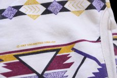 画像6: 90s USA製 ART UNLIMITED ネイティブ柄 アート ヘンリー&レイヤードネック スウェット アイボリー L (6)