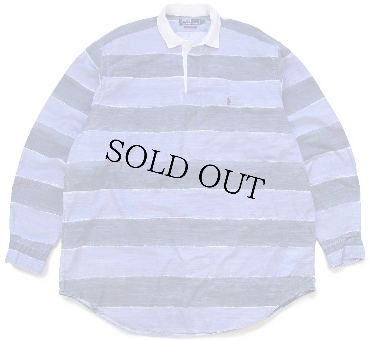 画像1: 90s ポロ ラルフローレン ラガータイプ 太ボーダー プリント コットンシャツ XL (1)