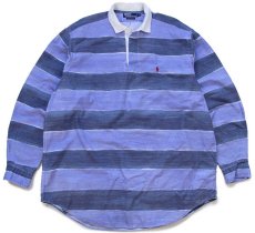 画像1: 90s ポロ ラルフローレン ラガータイプ 太ボーダー プリント コットンシャツ XL (1)