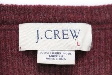 画像4: 00s J.CREW 無地 ヘンリーネック ラムウールニット セーター バーガンディ L (4)