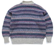 画像2: 90s USA製 EddieBauerエディーバウアー フェアアイル柄 ネップ入り ロールネック ウールニット セーター W-L (2)