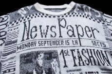 画像3: 80s USA製 NewsPaper ジャガード アクリルニット セーター 白×黒 (3)