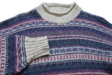 画像3: 90s USA製 EddieBauerエディーバウアー フェアアイル柄 ネップ入り ロールネック ウールニット セーター W-L (3)