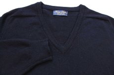 画像3: 90s 英国製 BROOKS BROTHERSブルックスブラザーズ 無地 Vネック サドルショルダー ラムウールニット セーター 黒 M (3)