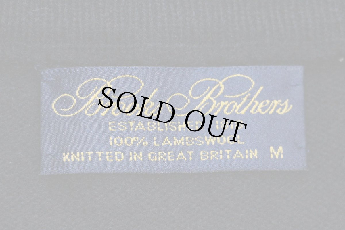 画像4: 90s 英国製 BROOKS BROTHERSブルックスブラザーズ 無地 Vネック サドルショルダー ラムウールニット セーター 黒 M (4)