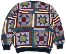 画像2: 90s USA製 Sugar Street Weavers キルト柄 コットンラグ スウェット (2)