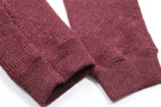 画像6: 00s J.CREW 無地 ヘンリーネック ラムウールニット セーター バーガンディ L (6)