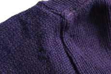 画像6: 50s PRINCETON ローゲージ ウールニット レタードカーディガン ボロ ナス紺 (6)