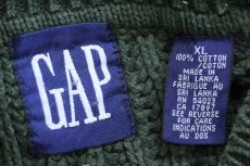 画像4: 90s GAPギャップ 無地 ダメージ ローゲージ コットンニット セーター 緑 フェード XL (4)