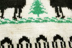 画像5: 60s ムース柄 ウール ハンドニット カウチンセーター ナチュラル★鹿柄 (5)