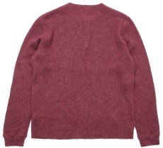 画像2: 00s J.CREW 無地 ヘンリーネック ラムウールニット セーター バーガンディ L (2)