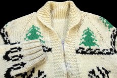 画像3: 60s ムース柄 ウール ハンドニット カウチンセーター ナチュラル★鹿柄 (3)