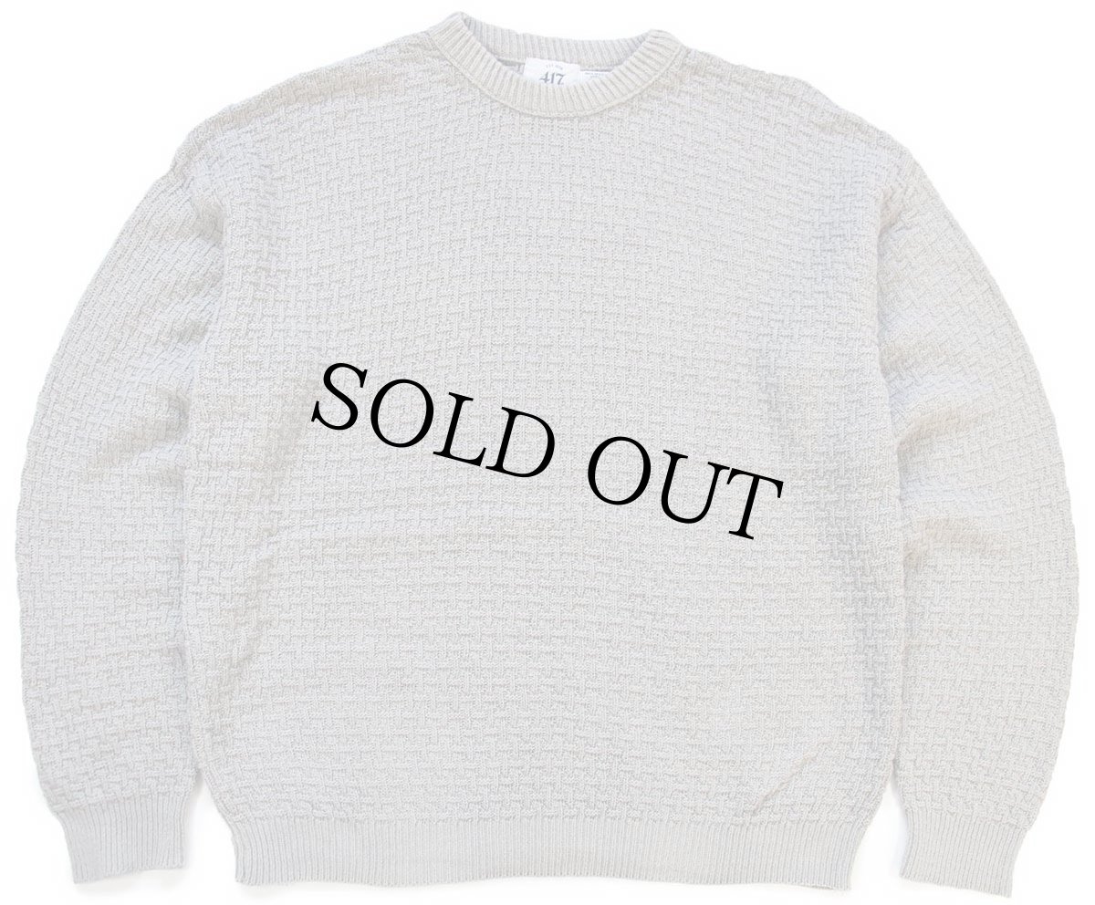 画像1: 90s USA製 417 VAN HEUSEN バスケット柄 コットンニット セーター グレーカーキ L (1)