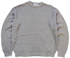 画像1: 90s USA製 417 VAN HEUSEN バスケット柄 コットンニット セーター グレーカーキ L (1)