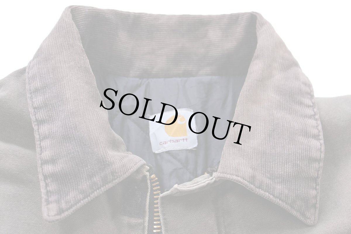 画像4: 00s carharttカーハート キルティングライナー ダック地 トラディショナルコート 焦げ茶 フェード (4)