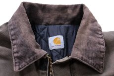 画像4: 00s carharttカーハート キルティングライナー ダック地 トラディショナルコート 焦げ茶 フェード (4)