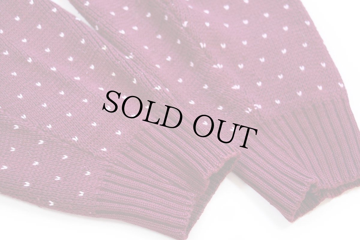 画像6: 90s USA製 LANDS'ENDランズエンド バーズアイ コットンニット セーター ワインレッド W-M (6)