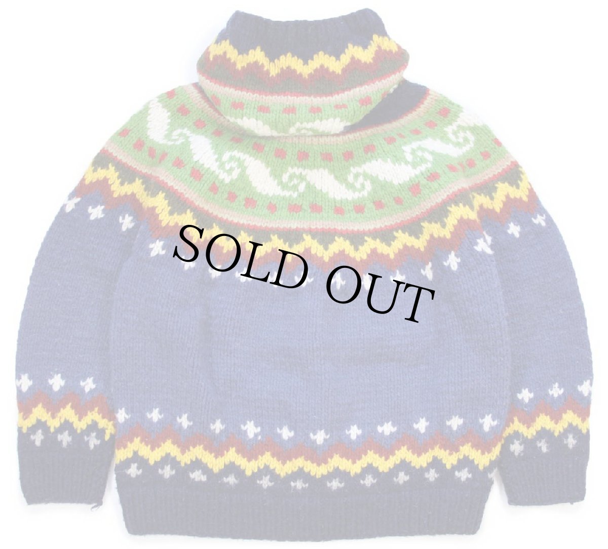 画像2: エクアドル製 TEJIDOS IMALAYA 丸ヨーク ノルディック柄 ウール ハンドニット ジップパーカー★カーディガン (2)