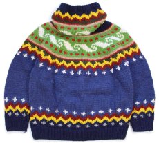 画像2: エクアドル製 TEJIDOS IMALAYA 丸ヨーク ノルディック柄 ウール ハンドニット ジップパーカー★カーディガン (2)