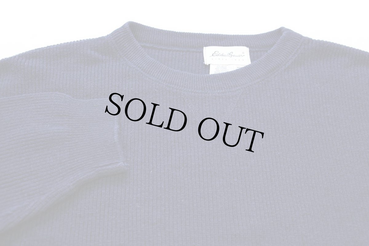 画像3: 90s USA製 EddieBauerエディーバウアー 無地 前V コットンニット セーター 紺 M (3)