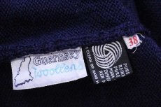 画像4: 80s 英国製 Guernsey Woollens モックネック ウールニット ガンジーセーター 濃紺 38 (4)