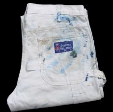 画像1: Dickiesディッキーズ SHERWIN-WILLIAMS ペンキ飛び ダブルニー コットン ペインターパンツ 生成り W34 L30 (1)