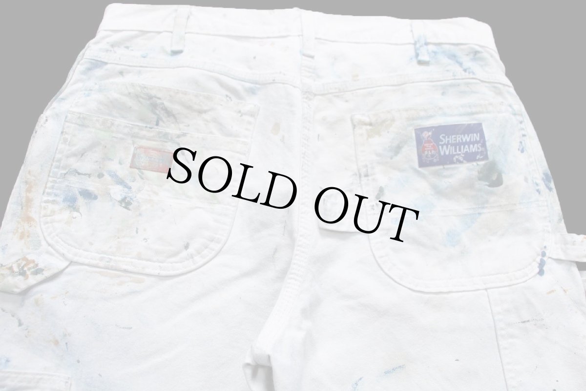 画像5: Dickiesディッキーズ SHERWIN-WILLIAMS ペンキ飛び ダブルニー コットン ペインターパンツ 生成り W34 L30 (5)