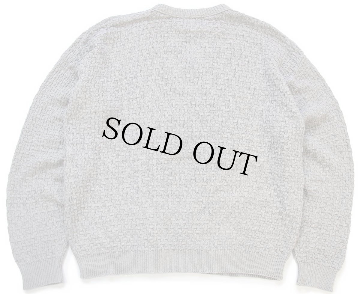 画像2: 90s USA製 417 VAN HEUSEN バスケット柄 コットンニット セーター グレーカーキ L (2)