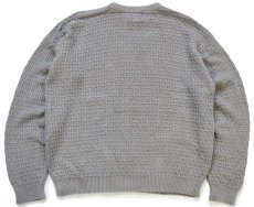 画像2: 90s USA製 417 VAN HEUSEN バスケット柄 コットンニット セーター グレーカーキ L (2)