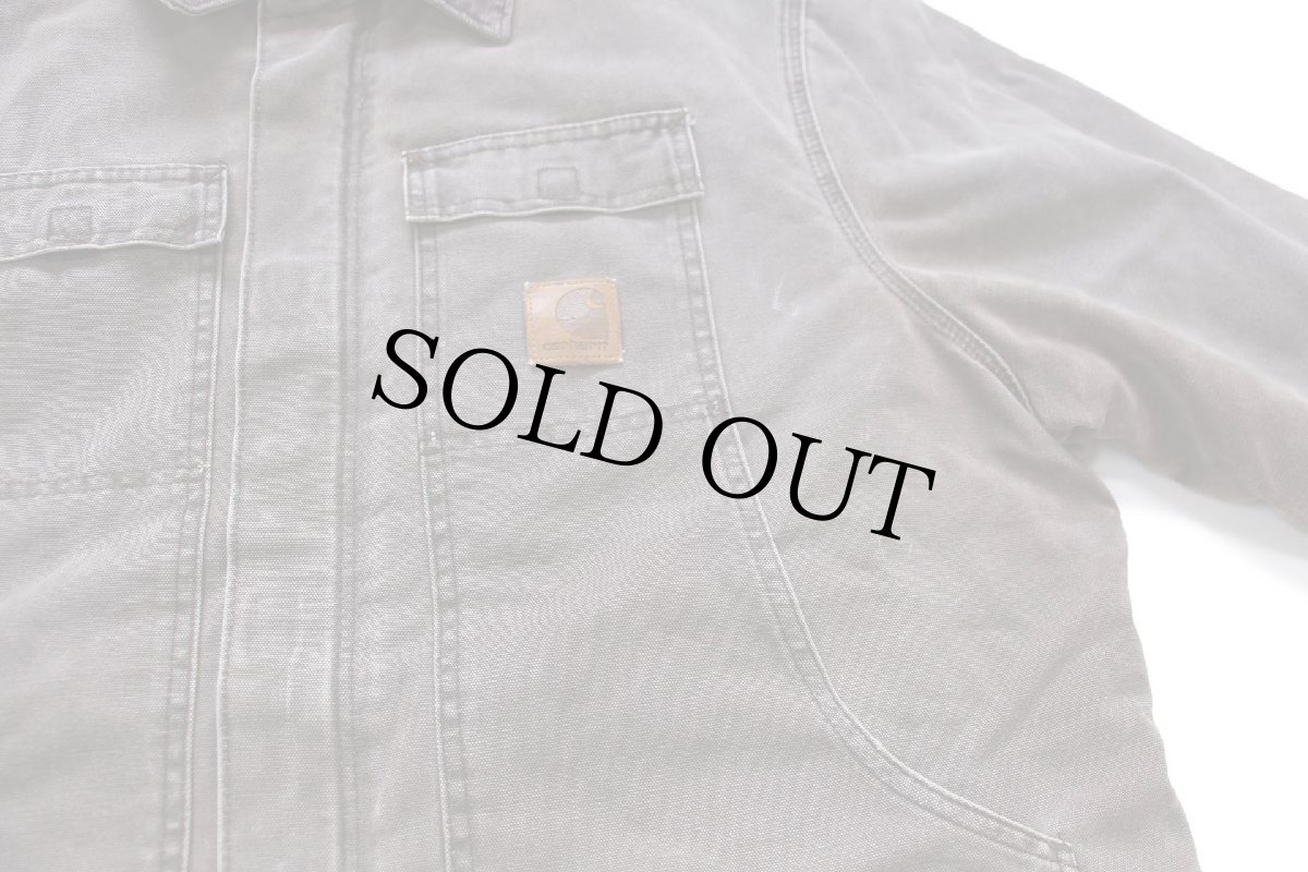 画像6: 00s carharttカーハート キルティングライナー ダック地 トラディショナルコート 焦げ茶 フェード (6)