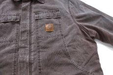 画像6: 00s carharttカーハート キルティングライナー ダック地 トラディショナルコート 焦げ茶 フェード (6)