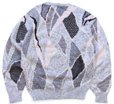 画像2: 80s カナダ製 CLUB Europe デザイン ジャガード アクリルニット セーター XL (2)