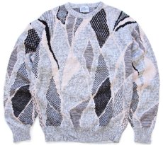 画像1: 80s カナダ製 CLUB Europe デザイン ジャガード アクリルニット セーター XL (1)