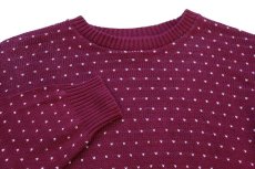 画像3: 90s USA製 LANDS'ENDランズエンド バーズアイ コットンニット セーター ワインレッド W-M (3)