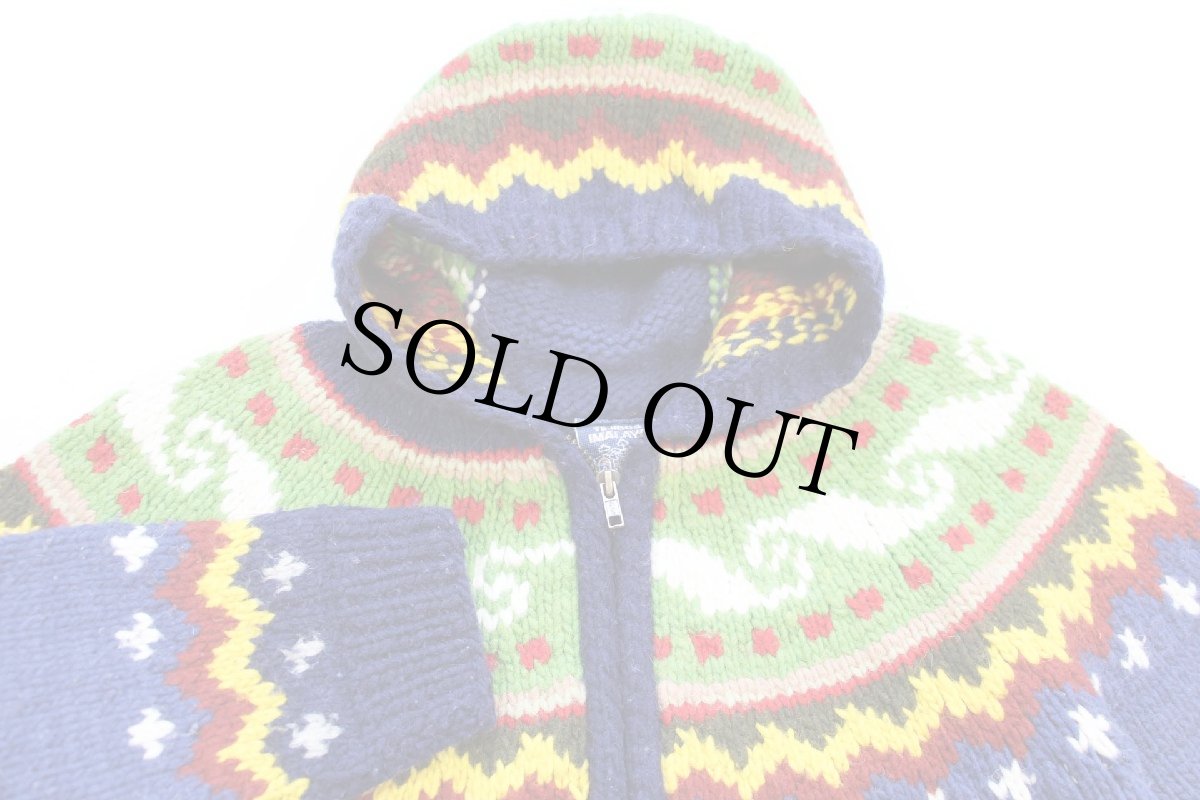 画像3: エクアドル製 TEJIDOS IMALAYA 丸ヨーク ノルディック柄 ウール ハンドニット ジップパーカー★カーディガン (3)