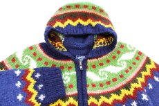 画像3: エクアドル製 TEJIDOS IMALAYA 丸ヨーク ノルディック柄 ウール ハンドニット ジップパーカー★カーディガン (3)